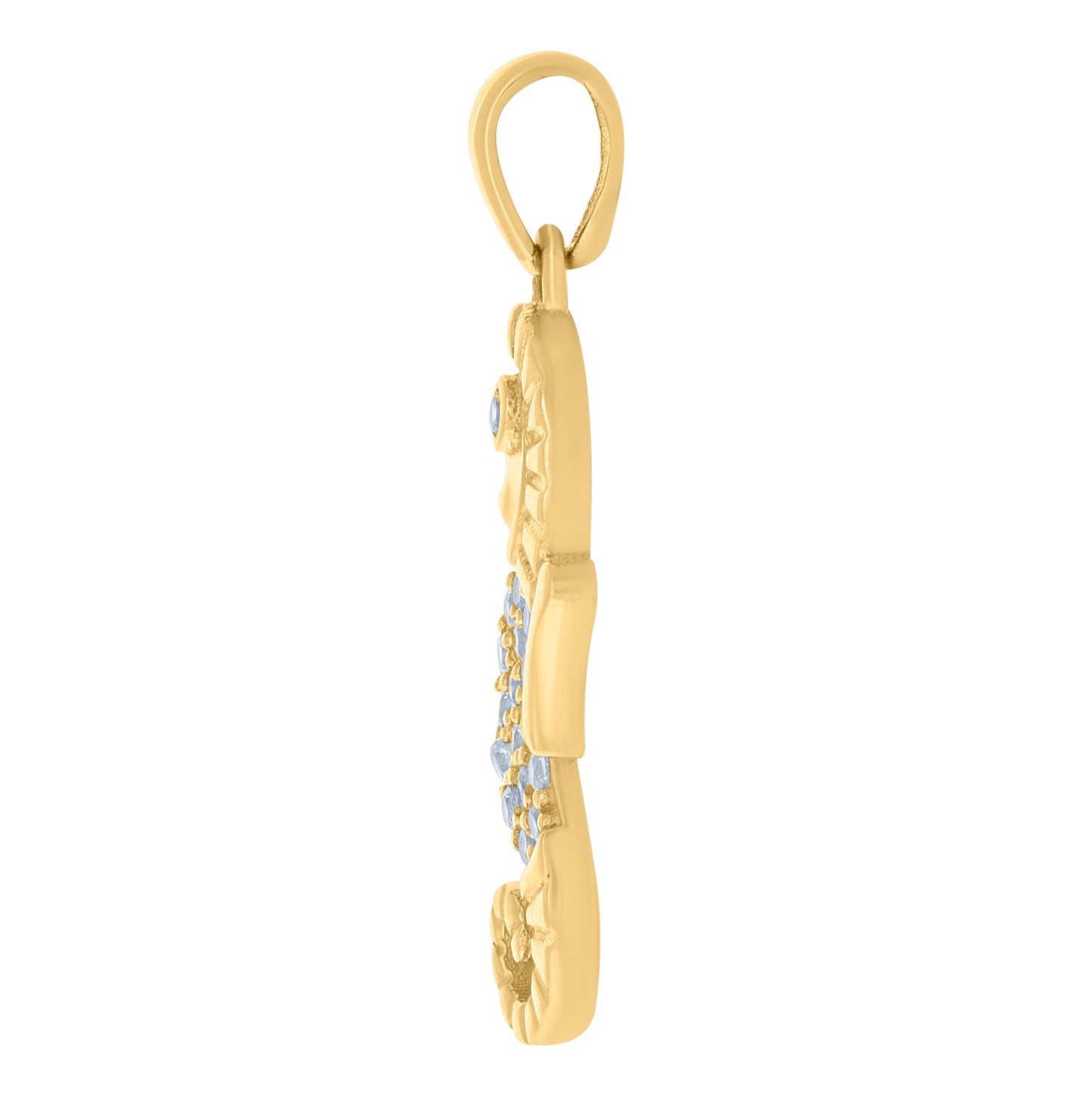 10K Yellow Gold Womens Cubic-Zirconia Seahorse Fish Ocean Charm Pendant