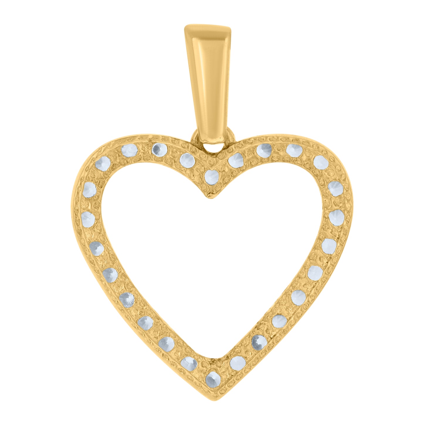 10K Yellow Gold Womens Cubic-Zirconia Heart Charm Pendant