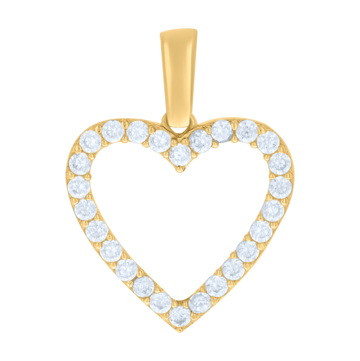 10K Yellow Gold Womens Cubic-Zirconia Heart Charm Pendant