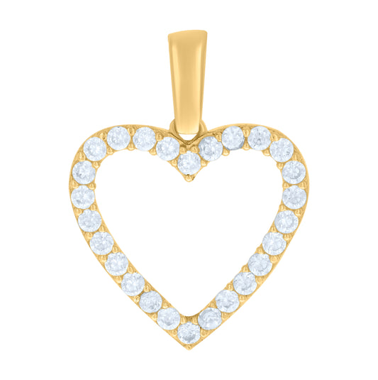 10K Yellow Gold Womens Cubic-Zirconia Heart Charm Pendant