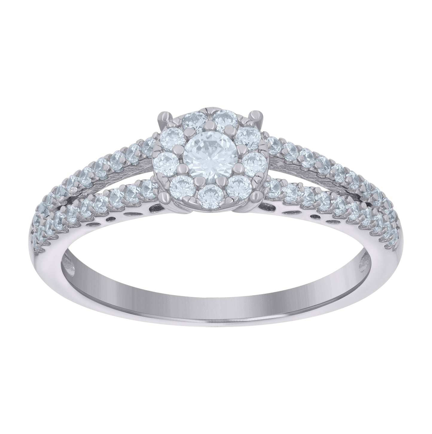 Sterling Silver Women's Cubic-Zirconia Bridal Anniversary Engagement Wedding Ring