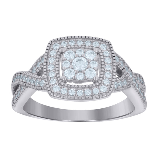 Sterling Silver Women's Cubic-Zirconia Bridal Anniversary Engagement Wedding Ring