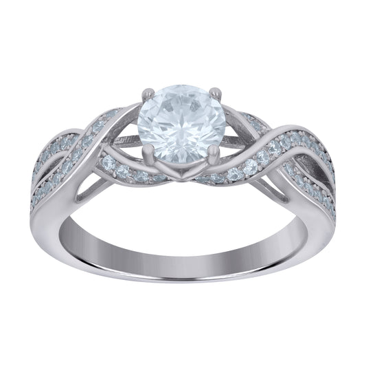 Sterling Silver Women's Cubic-Zirconia Bridal Anniversary Engagement Wedding Ring