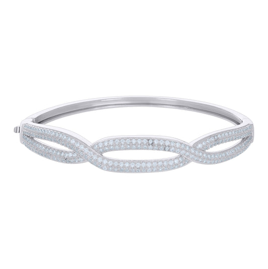 Sterling Silver Womens Cubic-Zirconia Fashion Bangle
