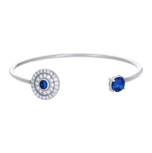 Sterling Silver Womens Cubic-Zirconia Fashion Cuff Bangle