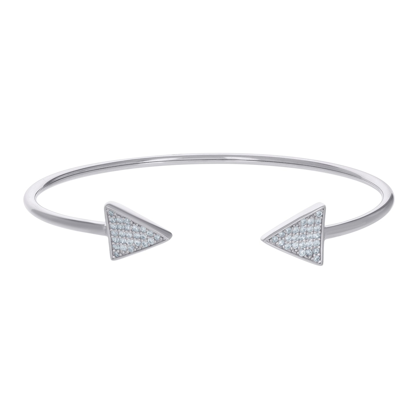Sterling Silver Womens Cubic-Zirconia Arrow Fashion Cuff Bangle