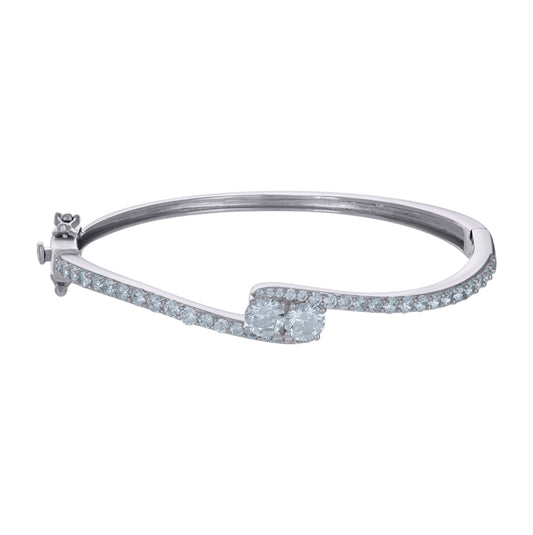 Sterling Silver Womens Cubic-Zirconia Fashion Bangle