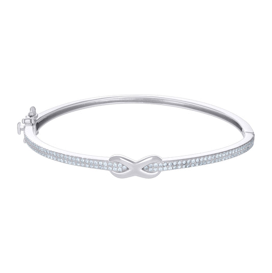 Sterling Silver Womens Cubic-Zirconia Infinity Love Bangle