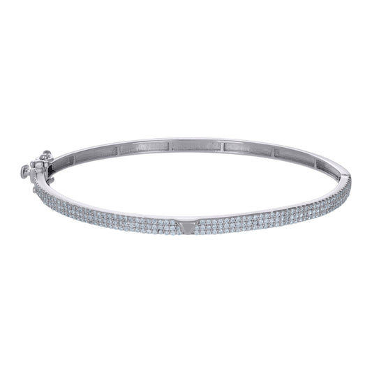 Sterling Silver Womens Cubic-Zirconia Fashion Bangle