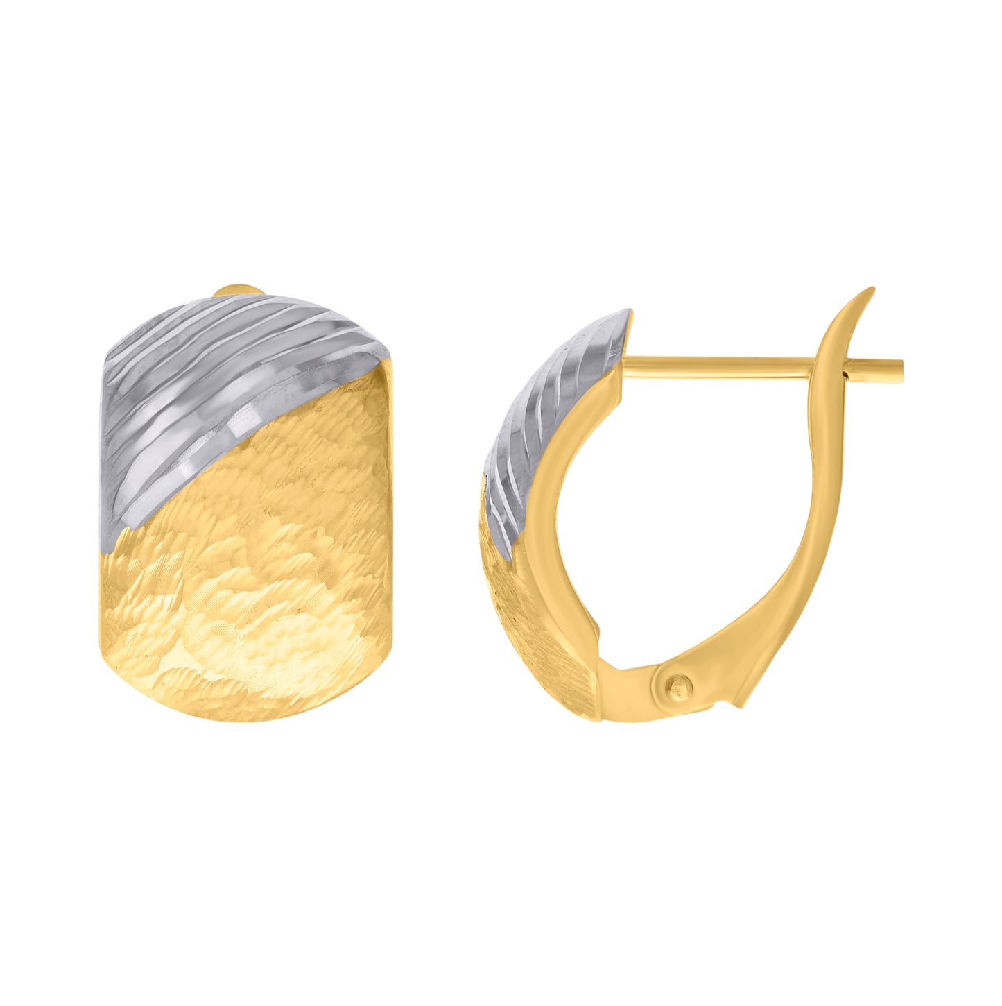 14K Two-tone Gold Womens Fashion Latch Back Earrings