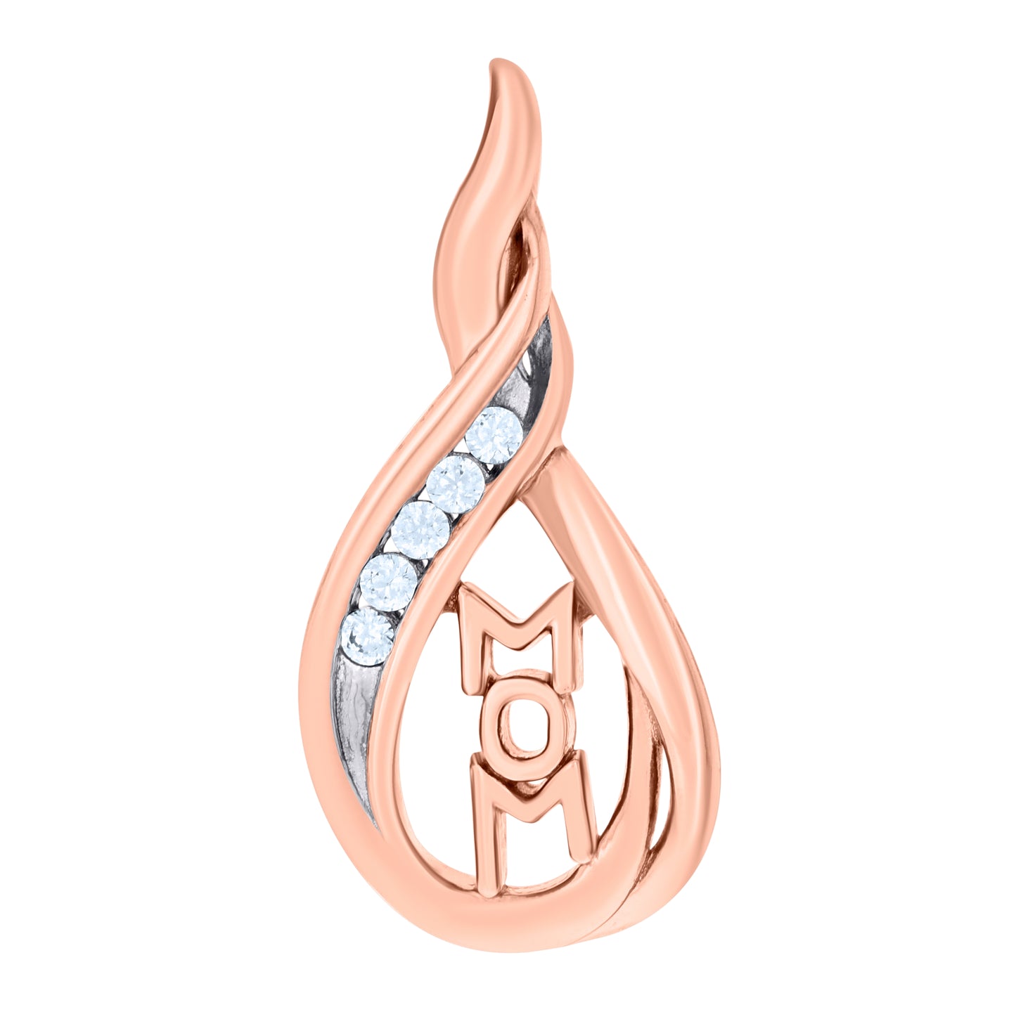 Sterling Silver Womens Cubic-Zirconia Teardrop Mom Charm Pendant