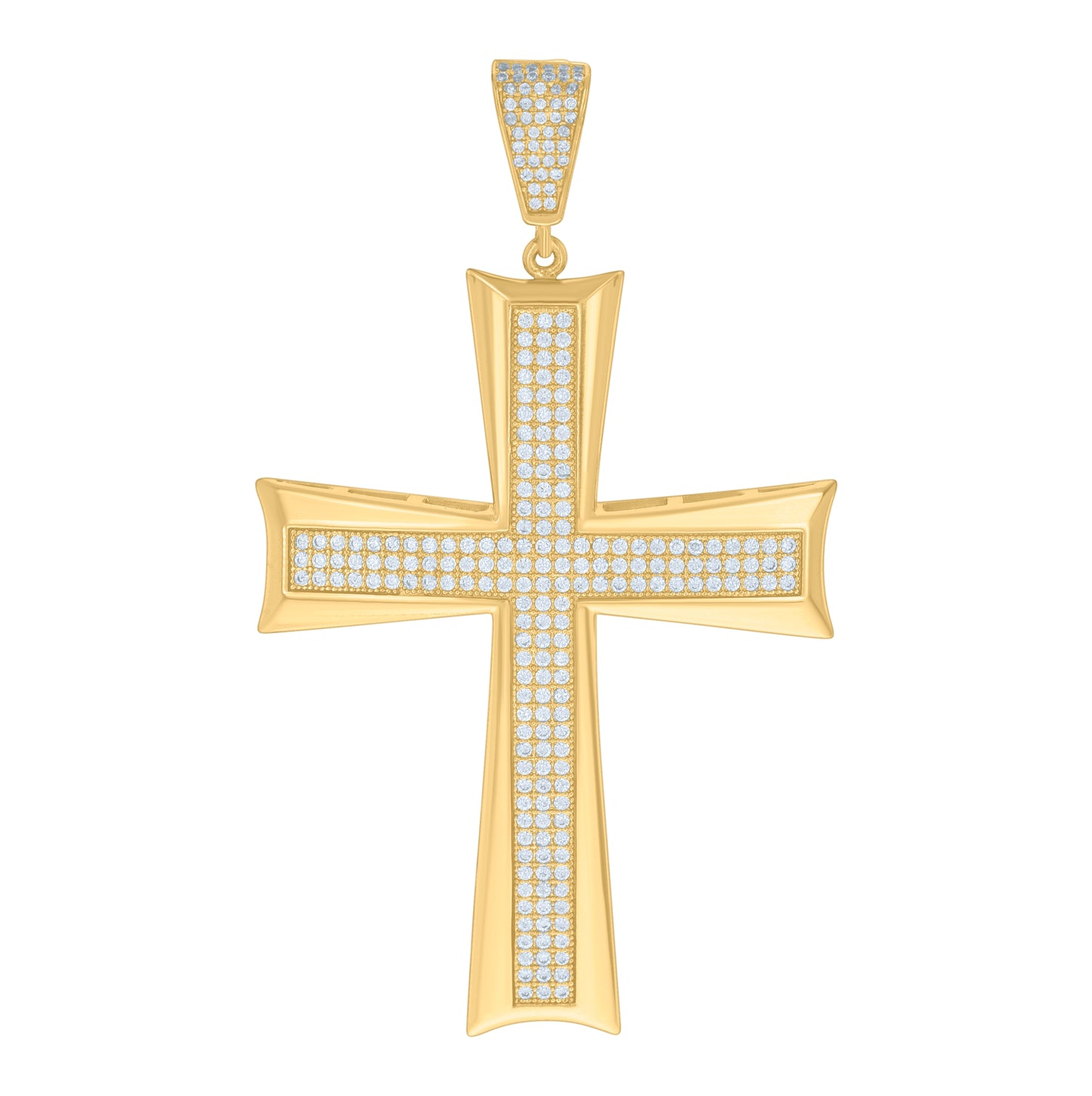 Sterling Silver Mens Cubic-Zirconia Cross Religious Charm Pendant