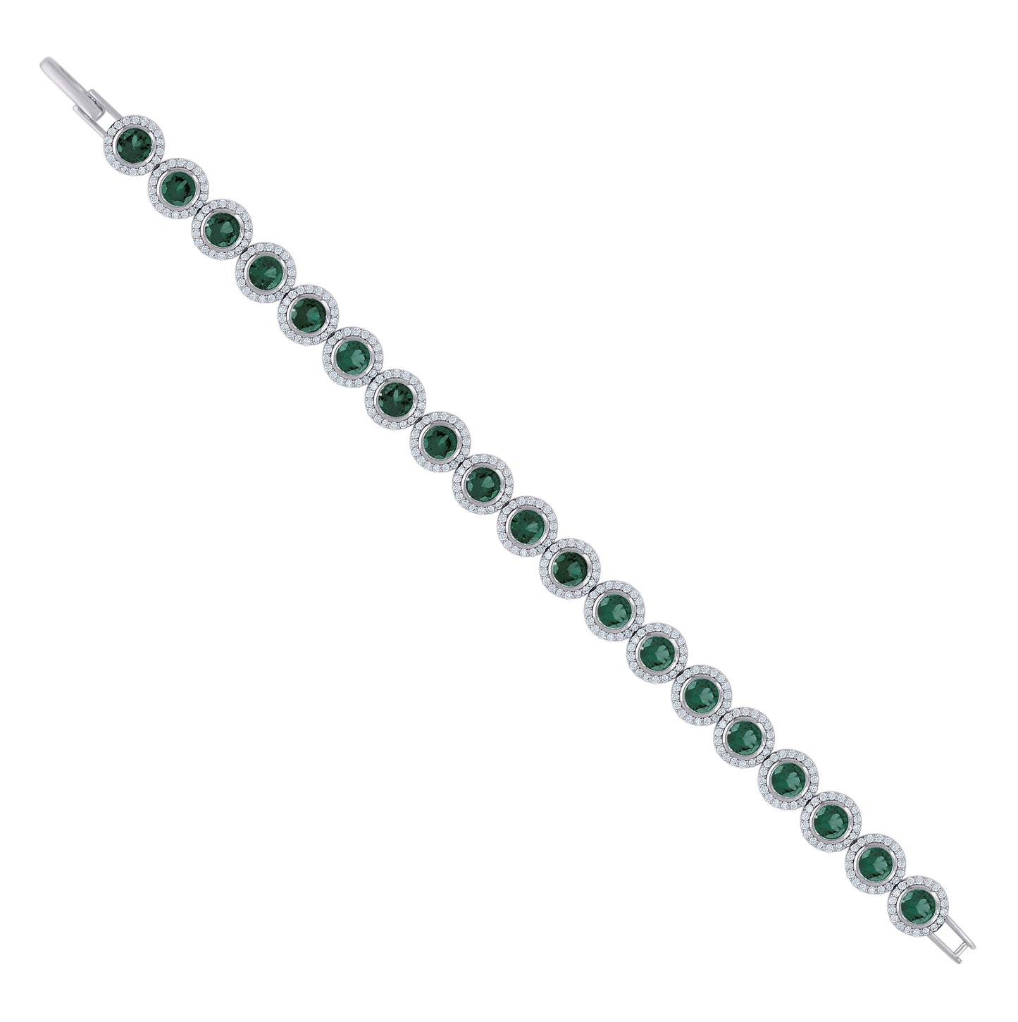 Sterling Silver Womens Cubic-Zirconia Link Fashion Bracelet Size 7 Inches