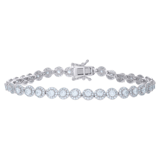 Sterling Silver Womens Cubic-Zirconia Link Fashion Bracelet Size 7 Inches