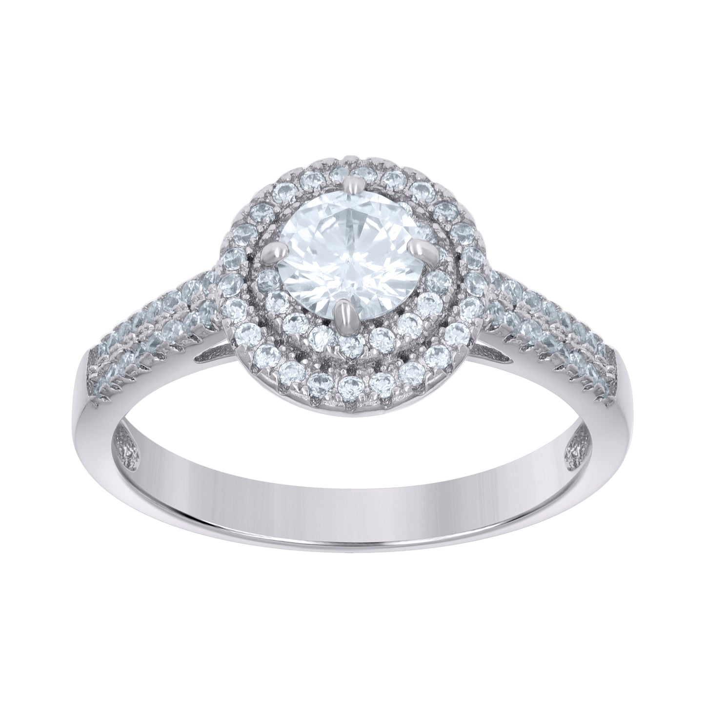 Sterling Silver Womens Cubic-Zirconia Duo Bridal Anniversary Engagement Wedding Ring Set