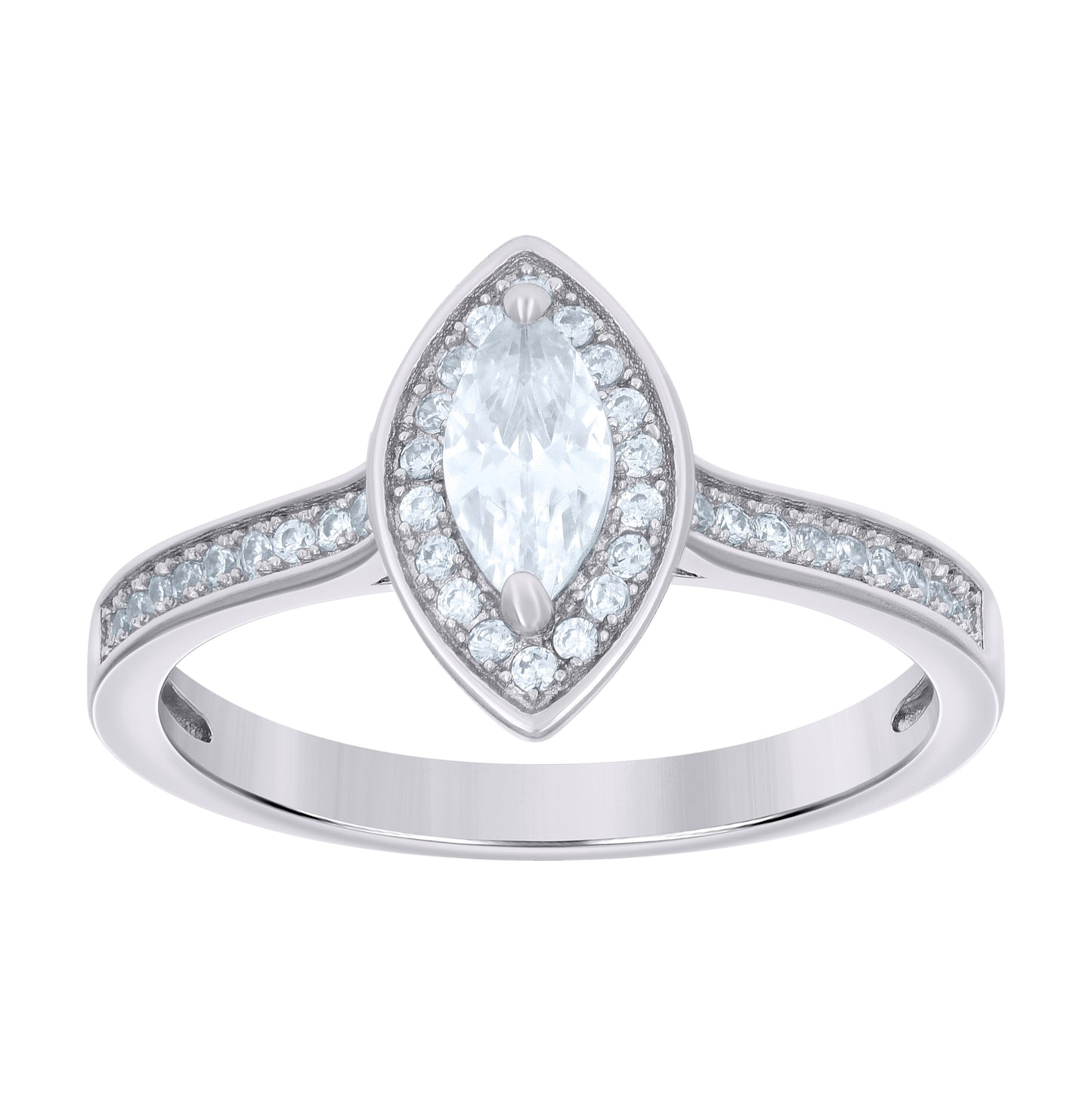 Sterling Silver Womens Marquise Round Cubic-Zirconia Duo Bridal Anniversary Engagement Wedding Ring Set