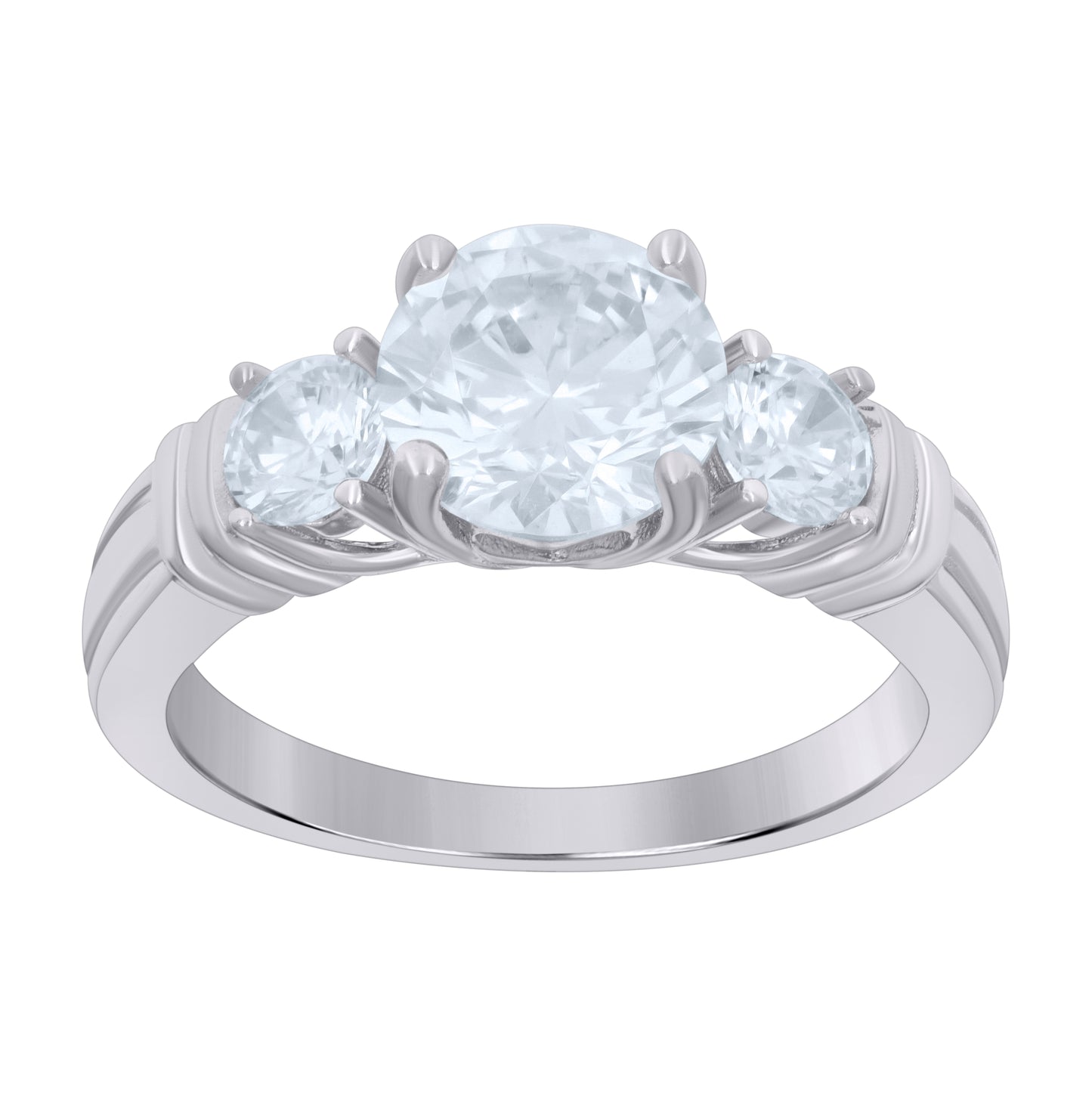 Sterling Silver Women's Cubic-Zirconia Fashion Bridal Anniversary Wedding Engagement Band Ring