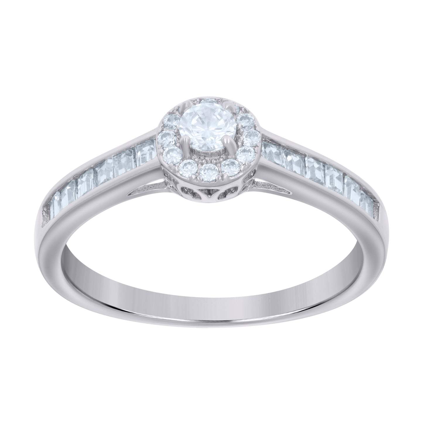 Sterling Silver Women's Cubic-Zirconia Duo Bridal Anniversary Engagement Wedding Ring Set