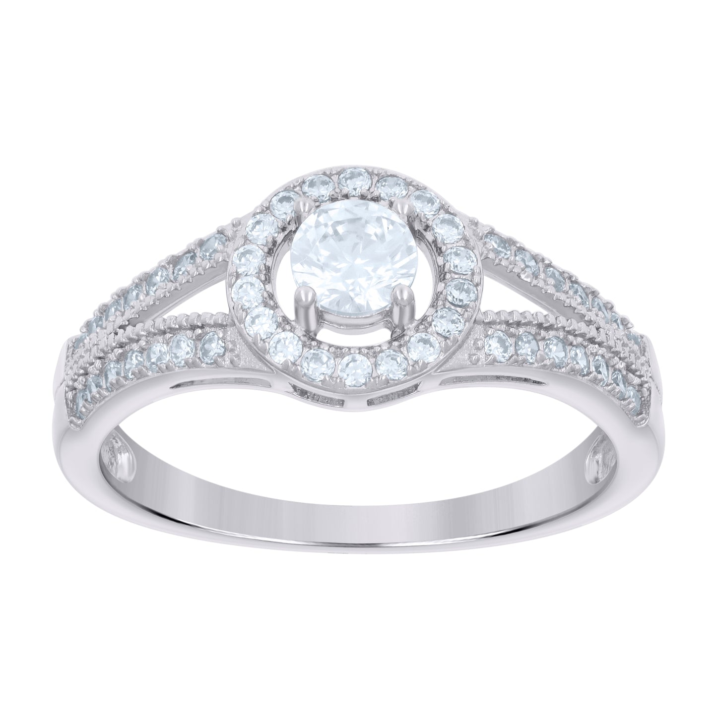 Sterling Silver Women's Cubic-Zirconia Duo Bridal Anniversary Engagement Wedding Ring Set