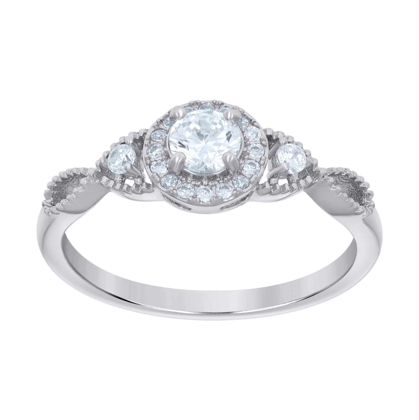 Sterling Silver Women's Cubic-Zirconia Duo Bridal Anniversary Engagement Wedding Ring Set