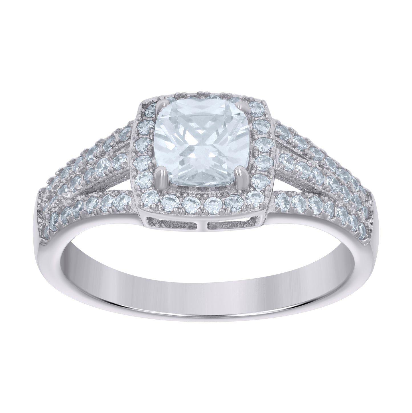 Sterling Silver Women's Cubic-Zirconia Duo Bridal Anniversary Engagement Wedding Ring Set