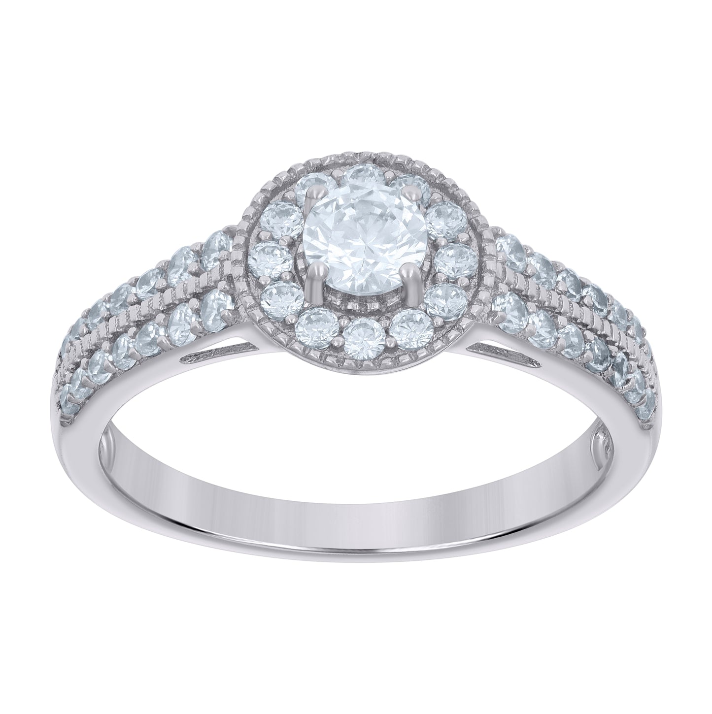 Sterling Silver Women's Cubic-Zirconia Duo Bridal Anniversary Engagement Wedding Ring Set
