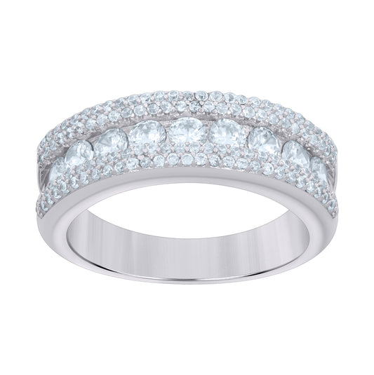 Sterling Silver Women's Cubic-Zirconia Fashion Bridal Anniversary Wedding Engagement Band Ring