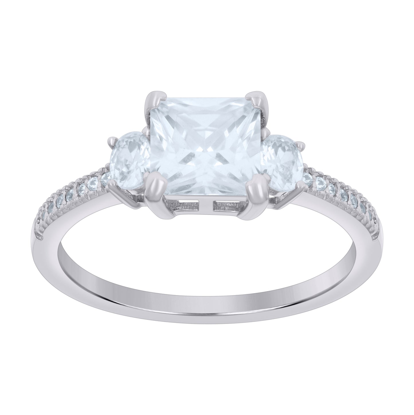Sterling Silver Womens Princess-cut/Oval Round Cubic-Zirconia Fashion Bridal Anniversary Wedding Engagement Band Ring