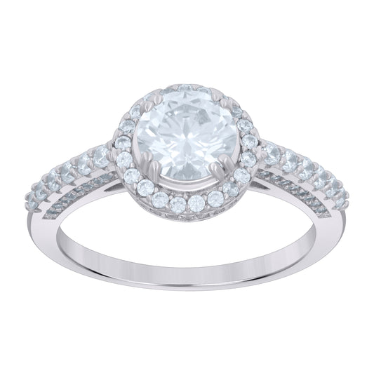 Sterling Silver Women's Cubic-Zirconia Fashion Bridal Anniversary Wedding Engagement Band Ring
