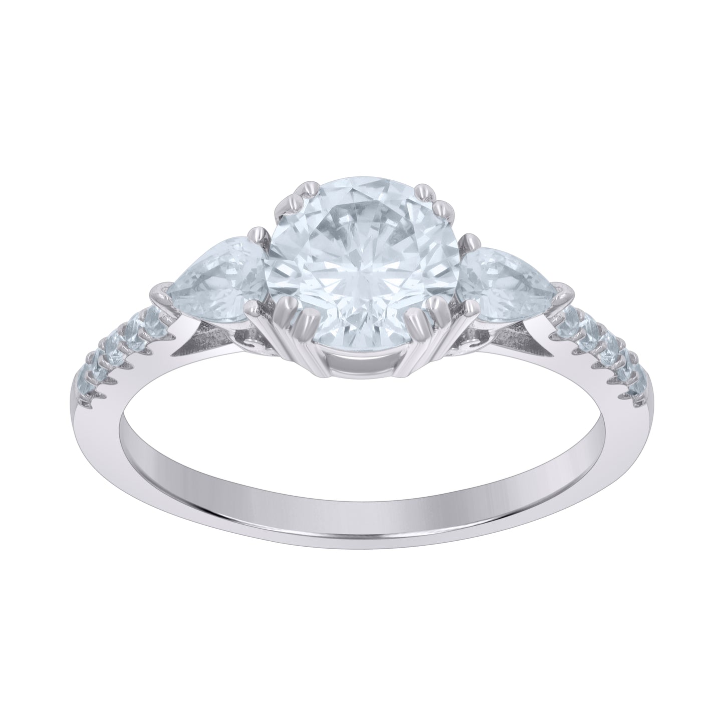 Sterling Silver Womens Pear Round Cubic-Zirconia Fashion Bridal Anniversary Wedding Engagement Band Ring