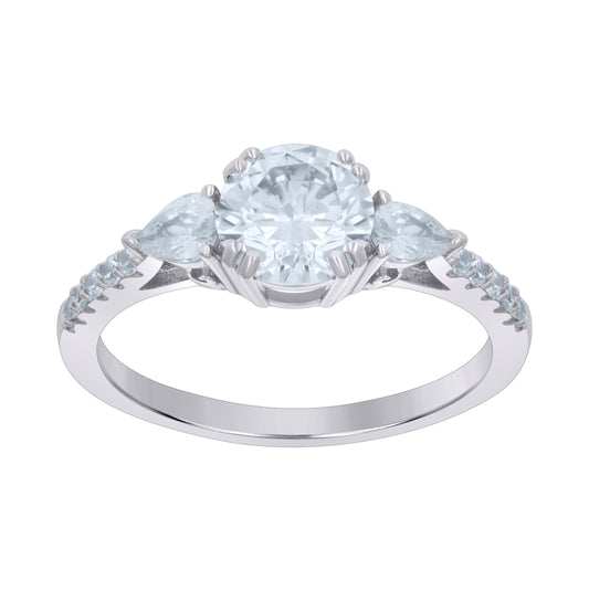 Sterling Silver Womens Pear Round Cubic-Zirconia Fashion Bridal Anniversary Wedding Engagement Band Ring