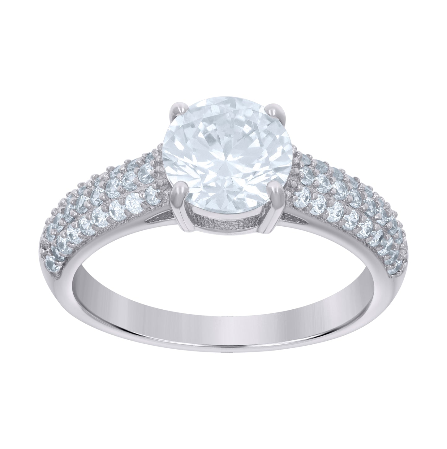 Sterling Silver Women's Cubic-Zirconia Fashion Bridal Anniversary Wedding Engagement Band Ring