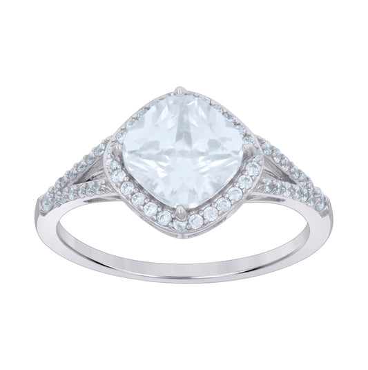 Sterling Silver Women's Cushion-cut Round Cubic-Zirconia Fashion Bridal Anniversary Wedding Engagement Band Ring