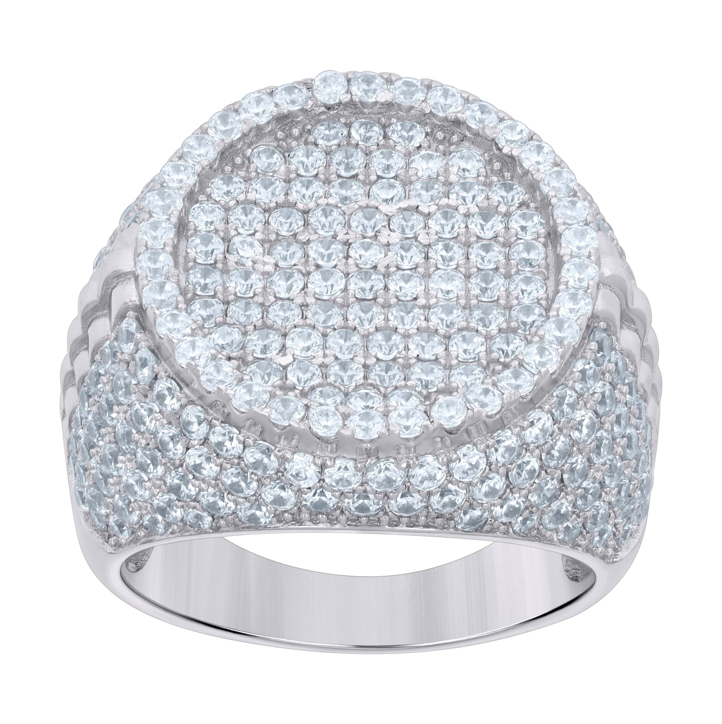Sterling Silver Men's Cubic-Zirconia Fashion Bridal Anniversary Wedding Engagement Band Ring