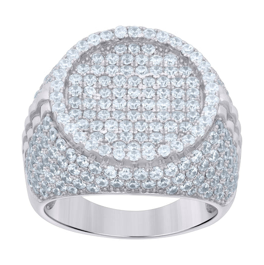 Sterling Silver Men's Cubic-Zirconia Fashion Bridal Anniversary Wedding Engagement Band Ring