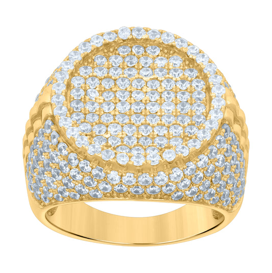 Sterling Silver Yellow-tone Men's Cubic-Zirconia Fashion Bridal Anniversary Wedding Engagement Band Ring