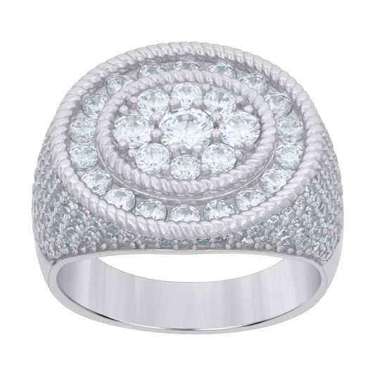 Sterling Silver Men's Cubic-Zirconia Fashion Bridal Anniversary Wedding Engagement Band Ring