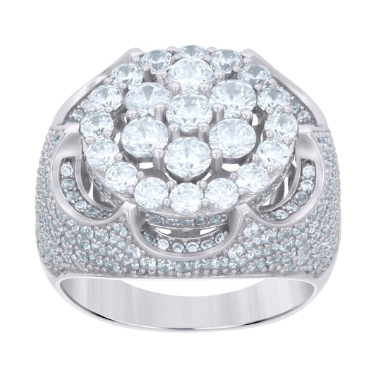Sterling Silver Men's Cubic-Zirconia Fashion Bridal Anniversary Wedding Engagement Band Ring