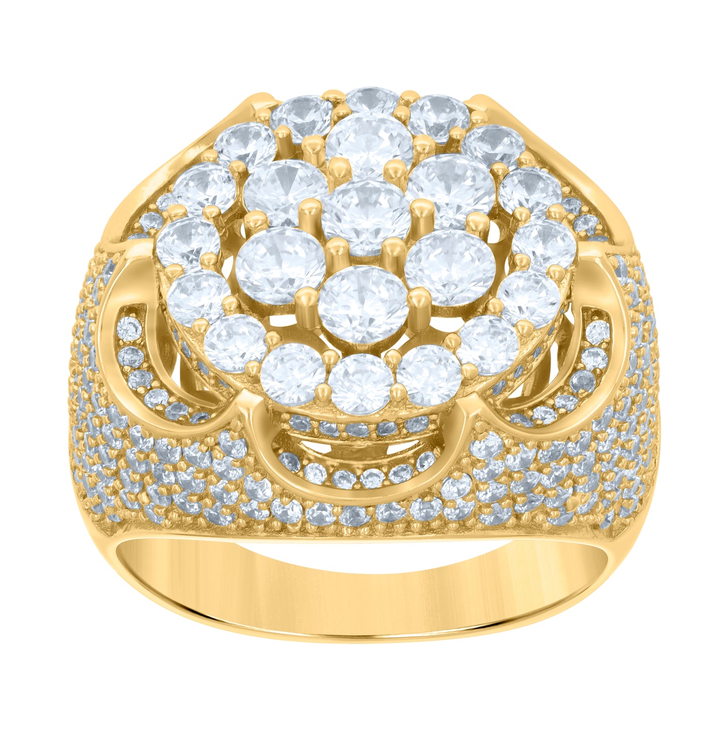 Sterling Silver Yellow-tone Men's Cubic-Zirconia Fashion Bridal Anniversary Wedding Engagement Band Ring