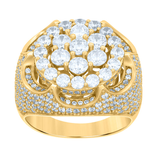 Sterling Silver Yellow-tone Men's Cubic-Zirconia Fashion Bridal Anniversary Wedding Engagement Band Ring