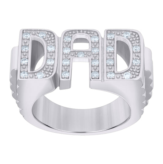 Sterling Silver Mens Cubic-Zirconia DAD Fashion Bridal Anniversary Wedding Engagement Band Ring