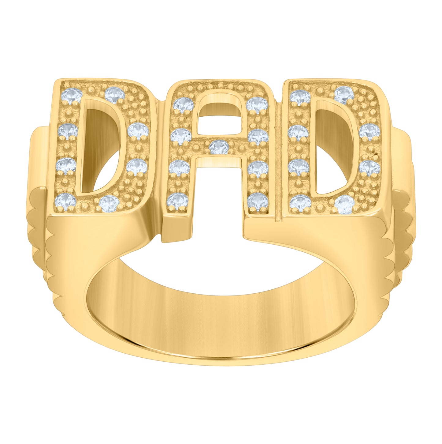 Sterling Silver Yellow-tone Mens Cubic-Zirconia DAD Fashion Bridal Anniversary Wedding Engagement Band Ring