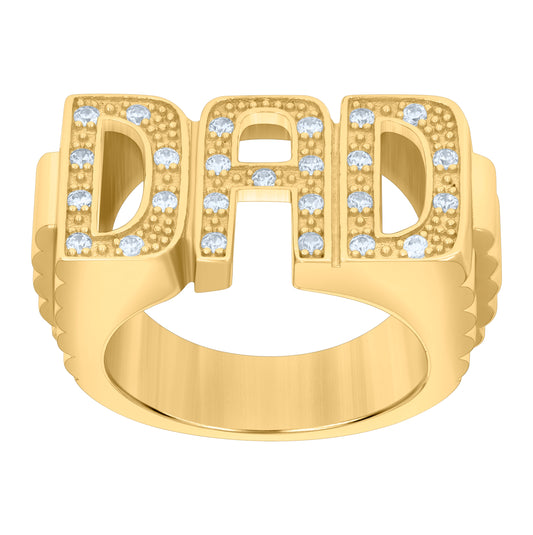 Sterling Silver Yellow-tone Mens Cubic-Zirconia DAD Fashion Bridal Anniversary Wedding Engagement Band Ring