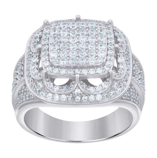 Sterling Silver Men's Cubic-Zirconia Fashion Bridal Anniversary Wedding Engagement Band Ring