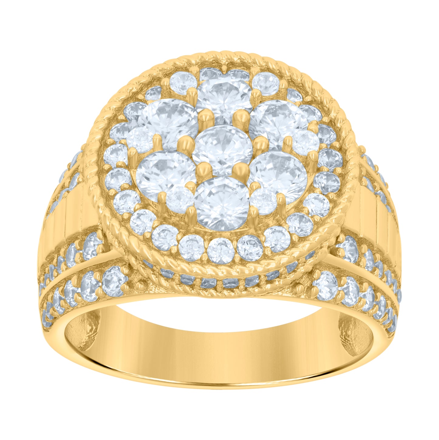 Sterling Silver Yellow-tone Men's Cubic-Zirconia Fashion Bridal Anniversary Wedding Engagement Band Ring