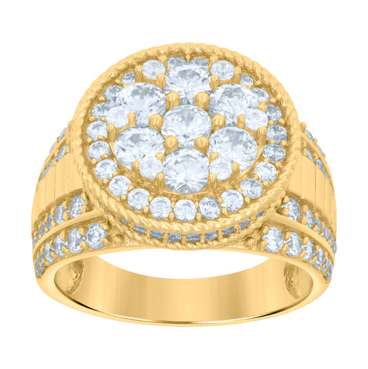 Sterling Silver Yellow-tone Men's Cubic-Zirconia Fashion Bridal Anniversary Wedding Engagement Band Ring