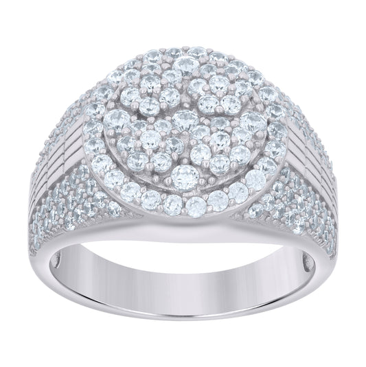 Sterling Silver Men's Cubic-Zirconia Fashion Bridal Anniversary Wedding Engagement Band Ring