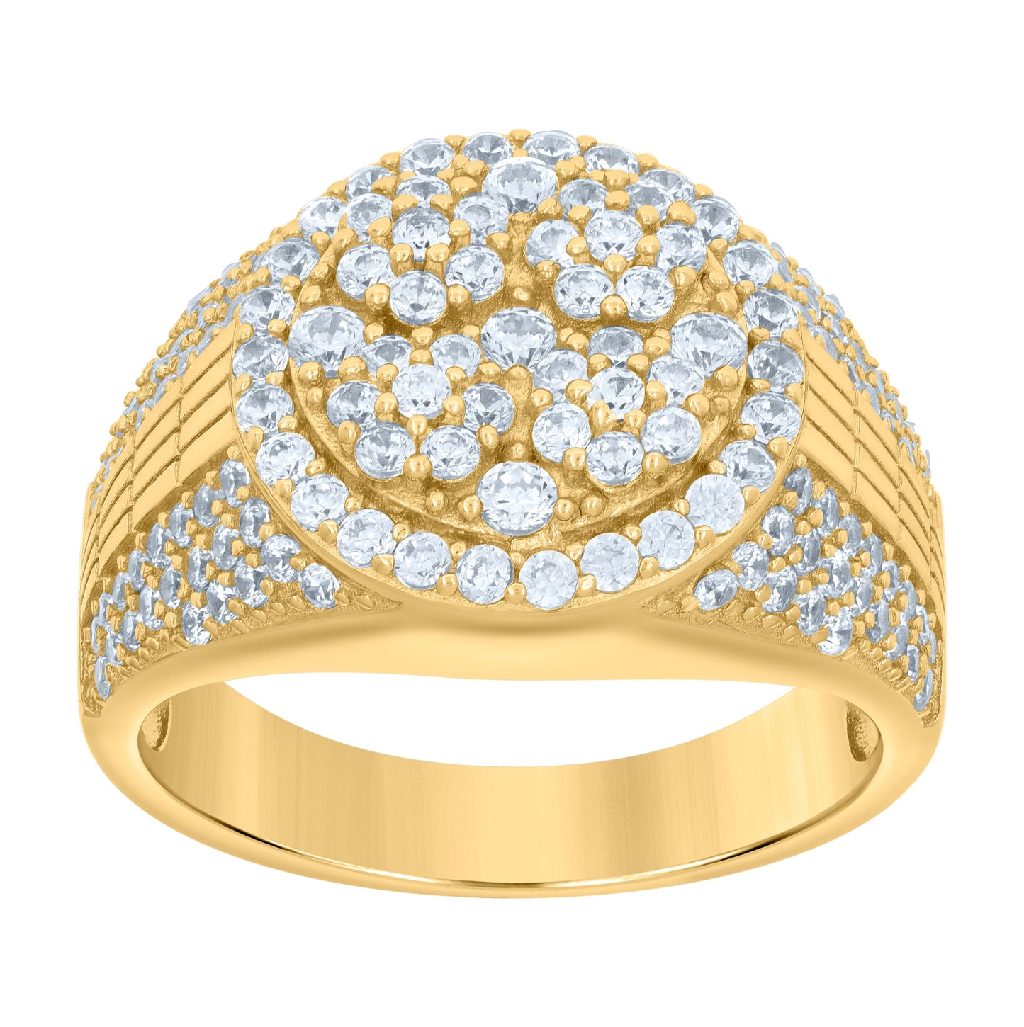 Sterling Silver Yellow-tone Men's Cubic-Zirconia Fashion Bridal Anniversary Wedding Engagement Band Ring