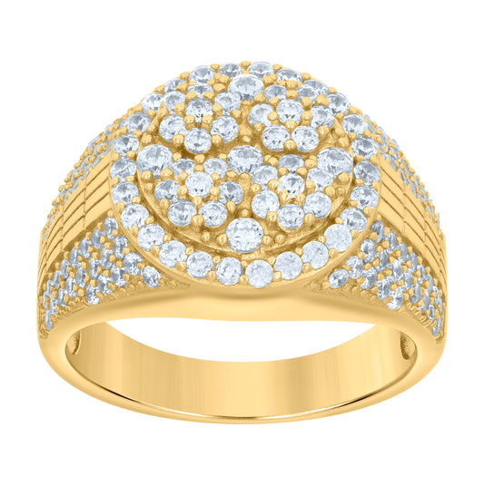 Sterling Silver Yellow-tone Men's Cubic-Zirconia Fashion Bridal Anniversary Wedding Engagement Band Ring