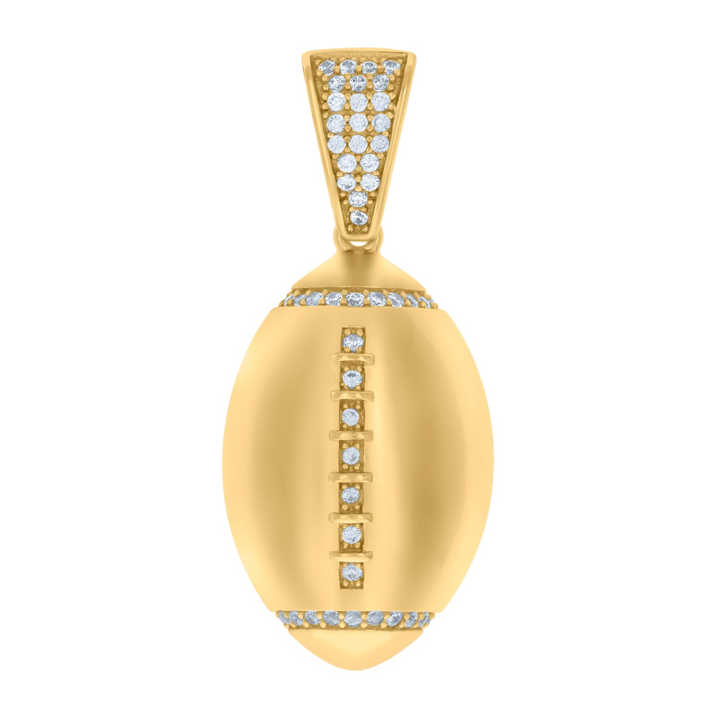 Sterling Silver Mens Cubic-Zirconia Football Sports Charm Pendant